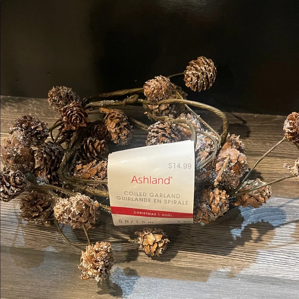 Ashland Coiled Garland with Pinecones - Brown and White